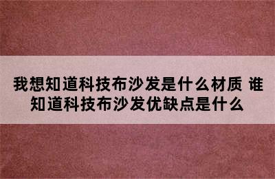 我想知道科技布沙发是什么材质 谁知道科技布沙发优缺点是什么